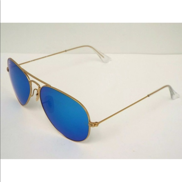 NEW Ray-Ban RB 3025 Aviator Gold Blue Flash 58 mm - Picture 3 of 6